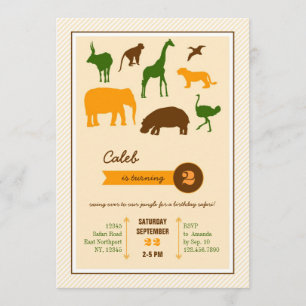 Elegantes animales Safari Invitación de cumpleaños