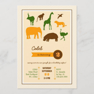 Elegantes animales Safari Invitación de cumpleaños