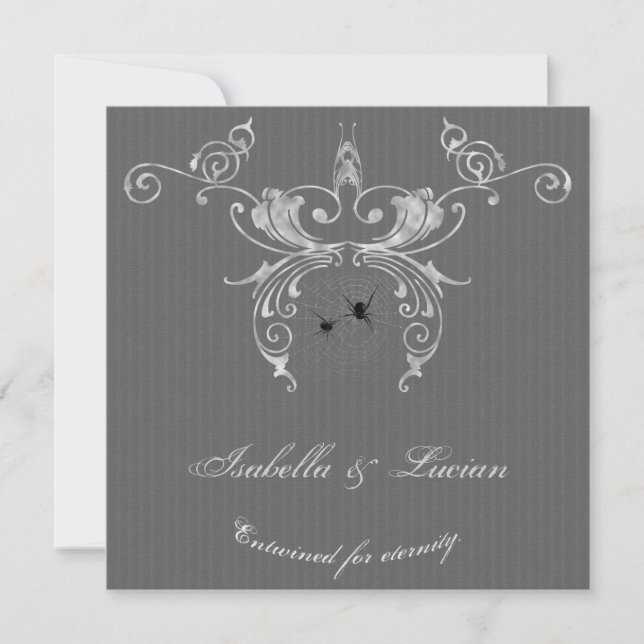 Elegantes arañas Gótico Invitaciones a la boda de  (Anverso)
