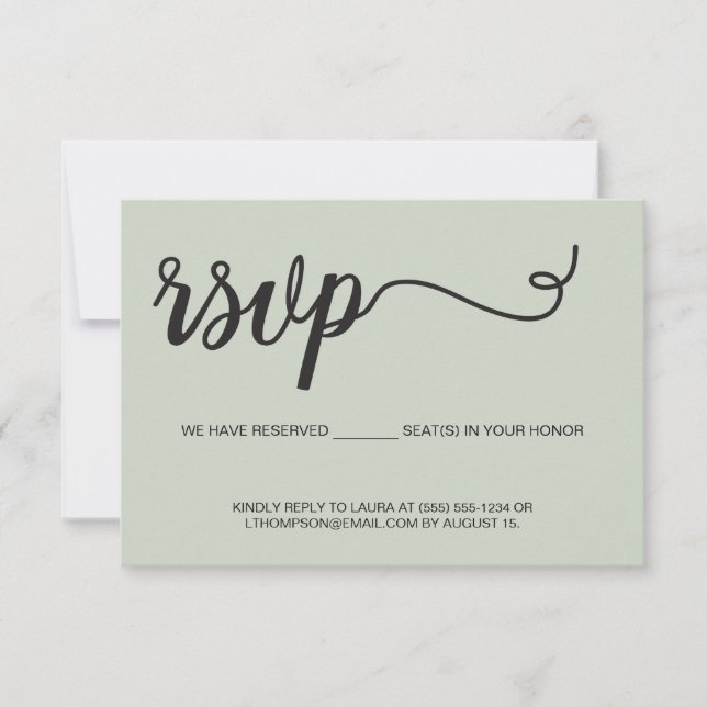 Elegantes asientos reservados del RSVP Sage Green  (Anverso)
