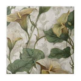 Elegantes baldosas Art Nouveau Calle Lilies para c