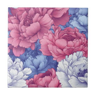 Elegantes Baldosas De Cerámica Peonies Para El Sue