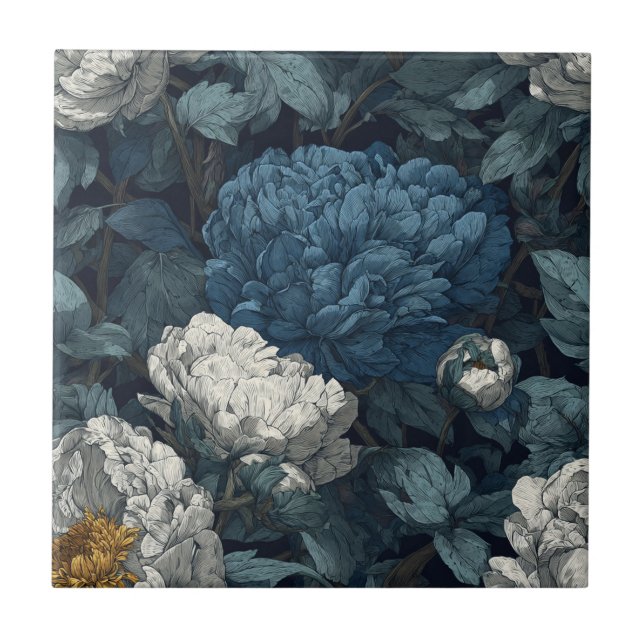 Elegantes Baldosas De Cerámica Peonies Para La Sup (Frente)