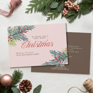 Elegantes bayas rosadas de Navidad con follaje clá