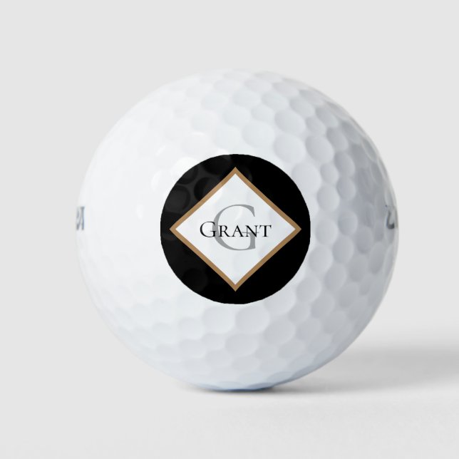 Elegantes bolas de golf Black Brown personalizadas (Anverso)