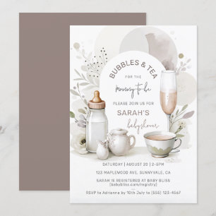 Elegantes burbujas y té invitación a Baby Shower