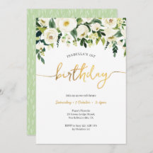 Elegantes Chicas de rosas blancas Invitación al cu