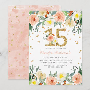 Elegantes Chicas florales invitaciones a los 15 añ