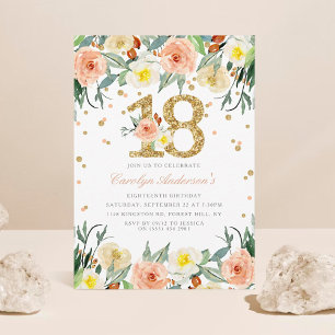Elegantes Chicas florales invitaciones a los 18 añ