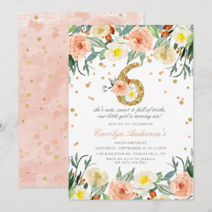 Elegantes Chicas florales invitaciones de cumpleañ