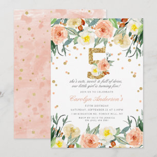 Elegantes Chicas florales invitaciones de cumpleañ