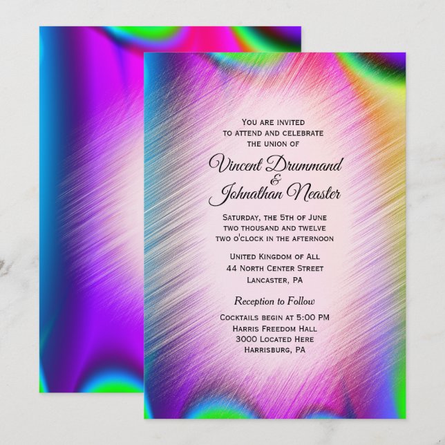 Elegantes colores arcoiris Invitaciones a la boda (Anverso / Reverso)