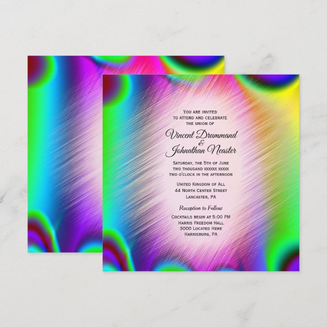 Elegantes colores arcoiris Invitaciones a la boda (Anverso / Reverso)
