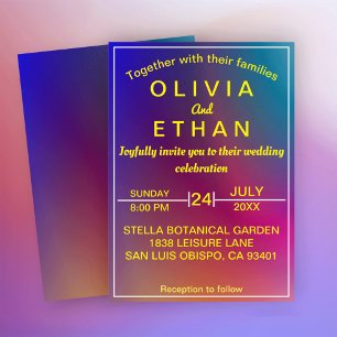 Elegantes colores de neón colorido Invitación de m