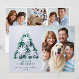 Elegantes copos de nieve Árbol de Navidad Saludo 4