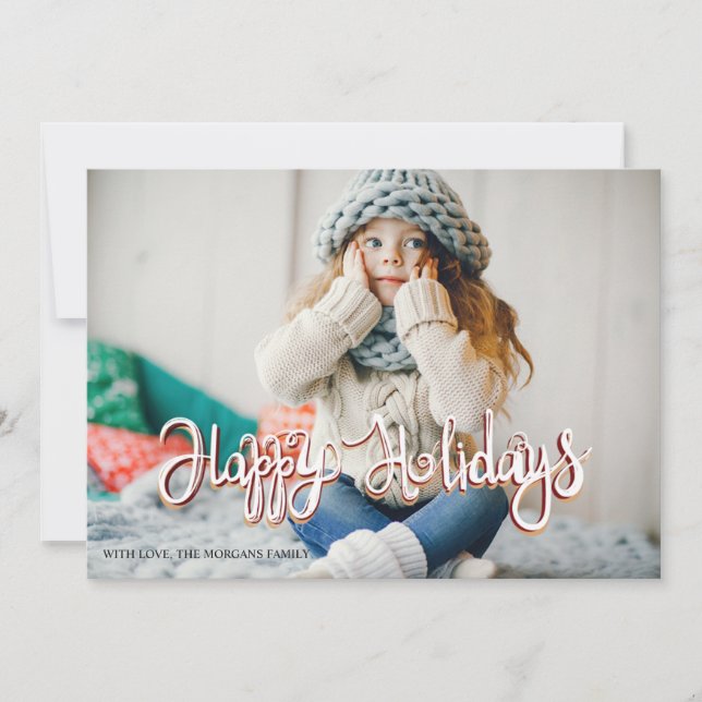 Elegantes copos de nieve de oro Felices vacaciones (Anverso)