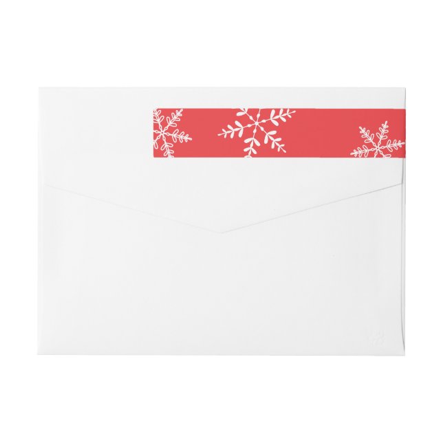 Elegantes copos de nieve en la navidad Red Merry (Reverso)