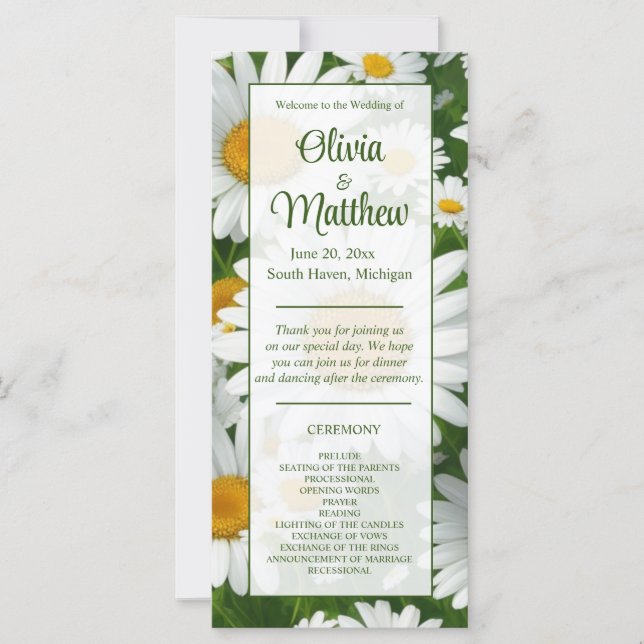 Elegantes daisies blancos campos florales blancos (Anverso)