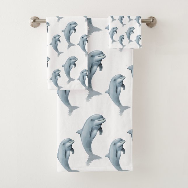 Elegantes delfines modernos lindos en blanco (In situ)