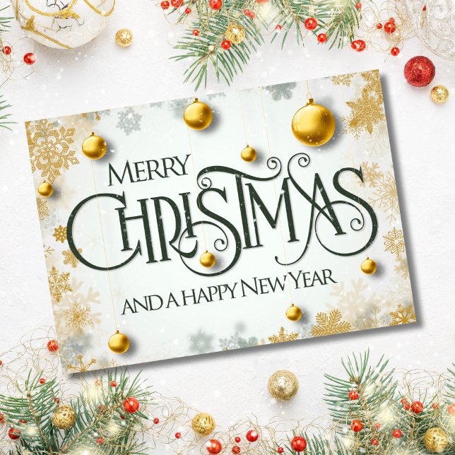 Elegantes deseos de Navidad y Año Nuevo (Share heartfelt holiday wishes with this elegant, timeless Christmas & New Year design.)