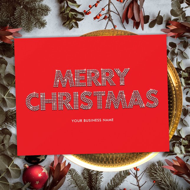 Elegantes diamantes Feliz Navidad Negocios Rojo (Front)