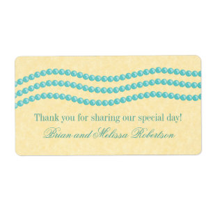 Elegantes etiquetas de boda de perlas, Aqua