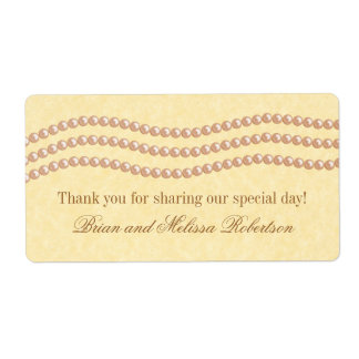 Elegantes etiquetas de boda de perlas, champán