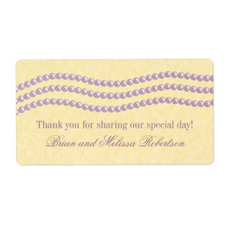 Elegantes etiquetas de boda de perlas, Lilac