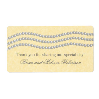 Elegantes etiquetas de boda de perlas, marfil