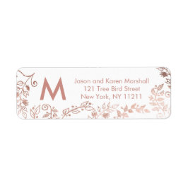 Elegantes etiquetas de dirección floral de oro de