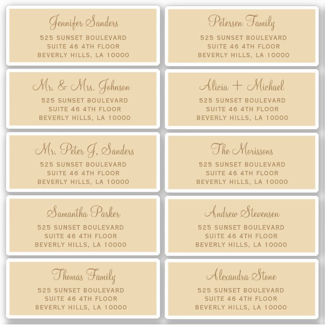 Elegantes etiquetas de invitados de boda (Anverso)