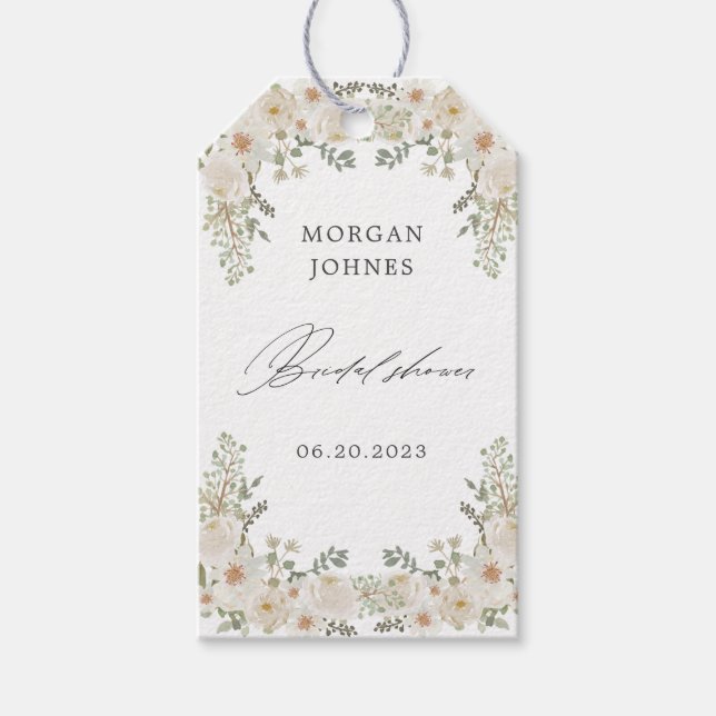 elegantes etiquetas de marfil floral de ducha de n (Anverso)