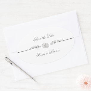 Elegantes etiquetas de matrimonio blanco y negro
