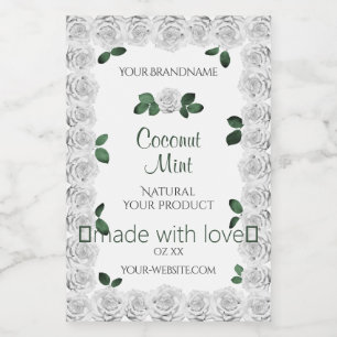 Elegantes etiquetas de producto de rosas blancas h