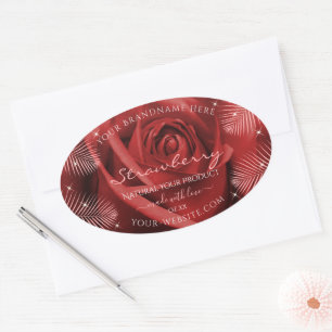 Elegantes etiquetas de producto rosa rojo con hoja