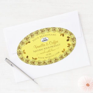 Elegantes etiquetas de productos amarillos logotip