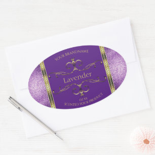 Elegantes etiquetas de productos de oro púrpura Pu