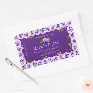 Elegantes etiquetas de productos púrpura Rosas flo
