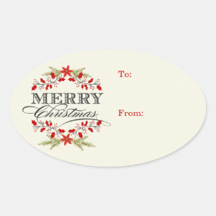Elegantes etiquetas de regalo para Navidades Holly