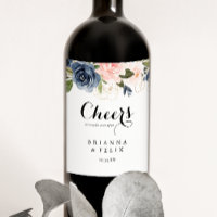Elegantes etiquetas de vino Boda con flores de inv