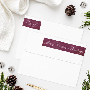 Elegantes Feliz Navidad Saludos Burgundy