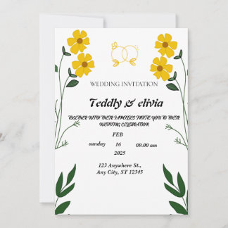 Elegantes flores amarillas: Invitación a la boda