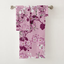 Elegantes flores de cerezo rosadas, borgoña y blan