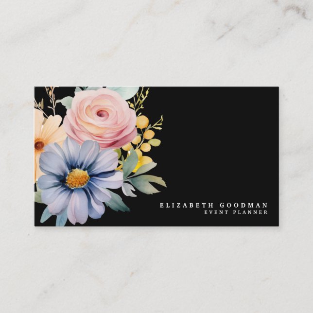 Elegantes flores dulces Tarjetas de Negra de Negoc (Anverso)