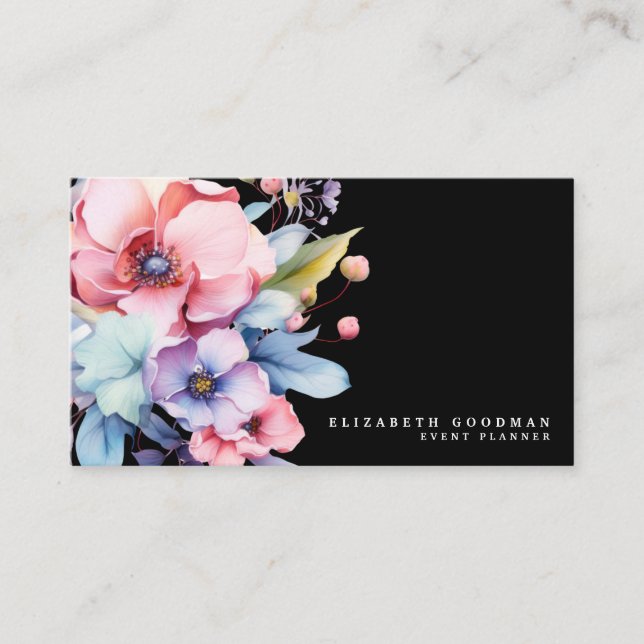 Elegantes flores dulces Tarjetas de Negra de Negoc (Anverso)
