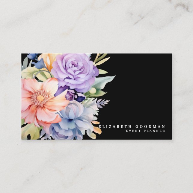 Elegantes flores dulces Tarjetas de Negra de Negoc (Anverso)