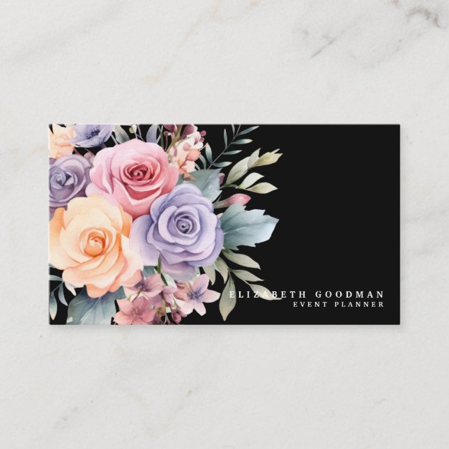 Elegantes flores dulces Tarjetas de Negra de Negoc (Anverso)