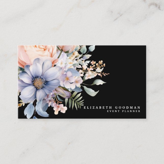 Elegantes flores dulces Tarjetas de Negra de Negoc (Anverso)