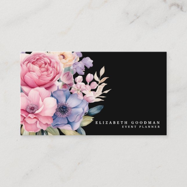Elegantes flores dulces Tarjetas de Negra de Negoc (Anverso)