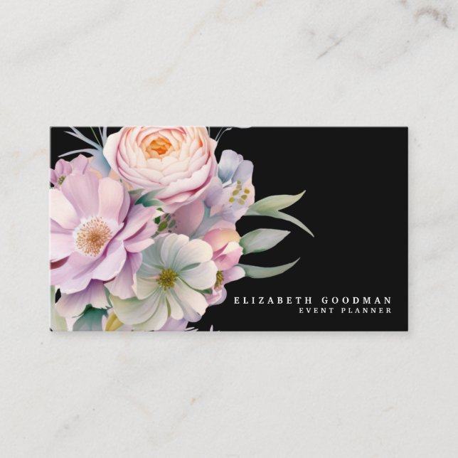 Elegantes flores dulces Tarjetas de Negra de Negoc (Anverso)